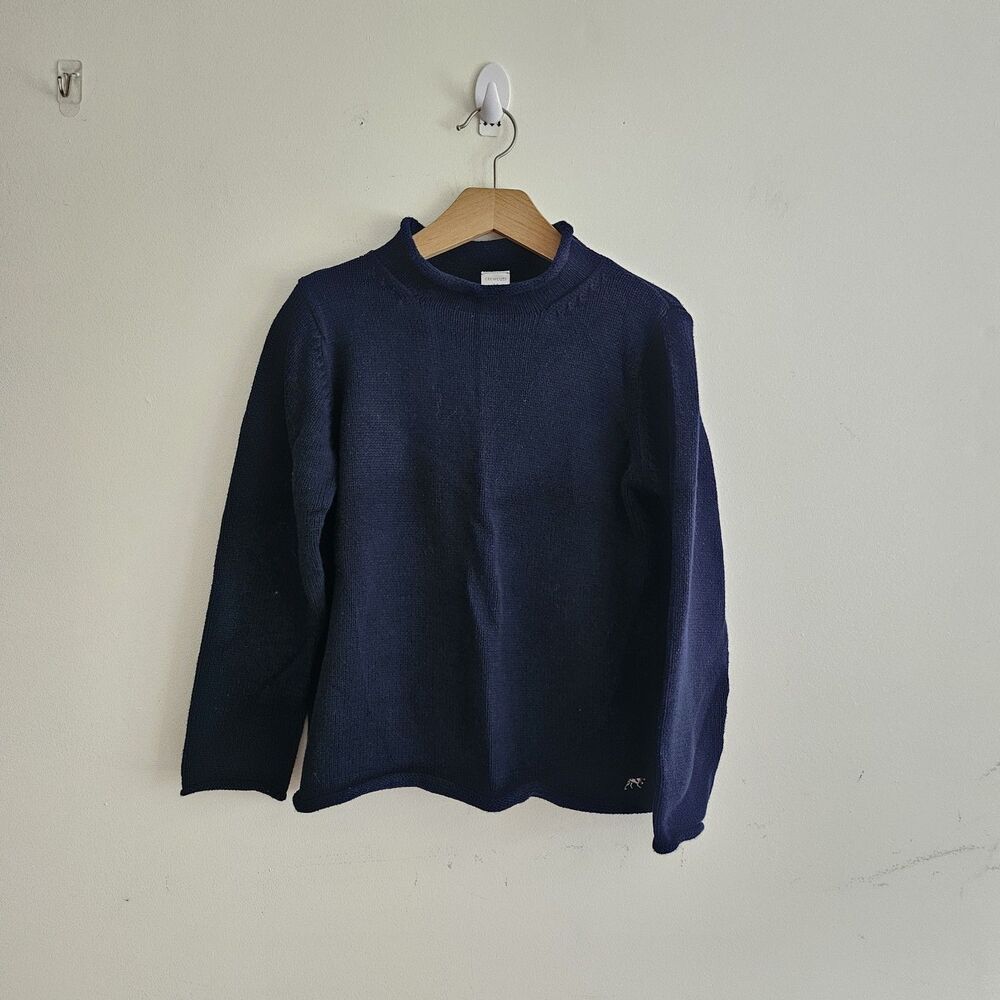 Crewcuts Kids Sweater Navy Mock Neck Size 8-9 XL Fox Embroidery
